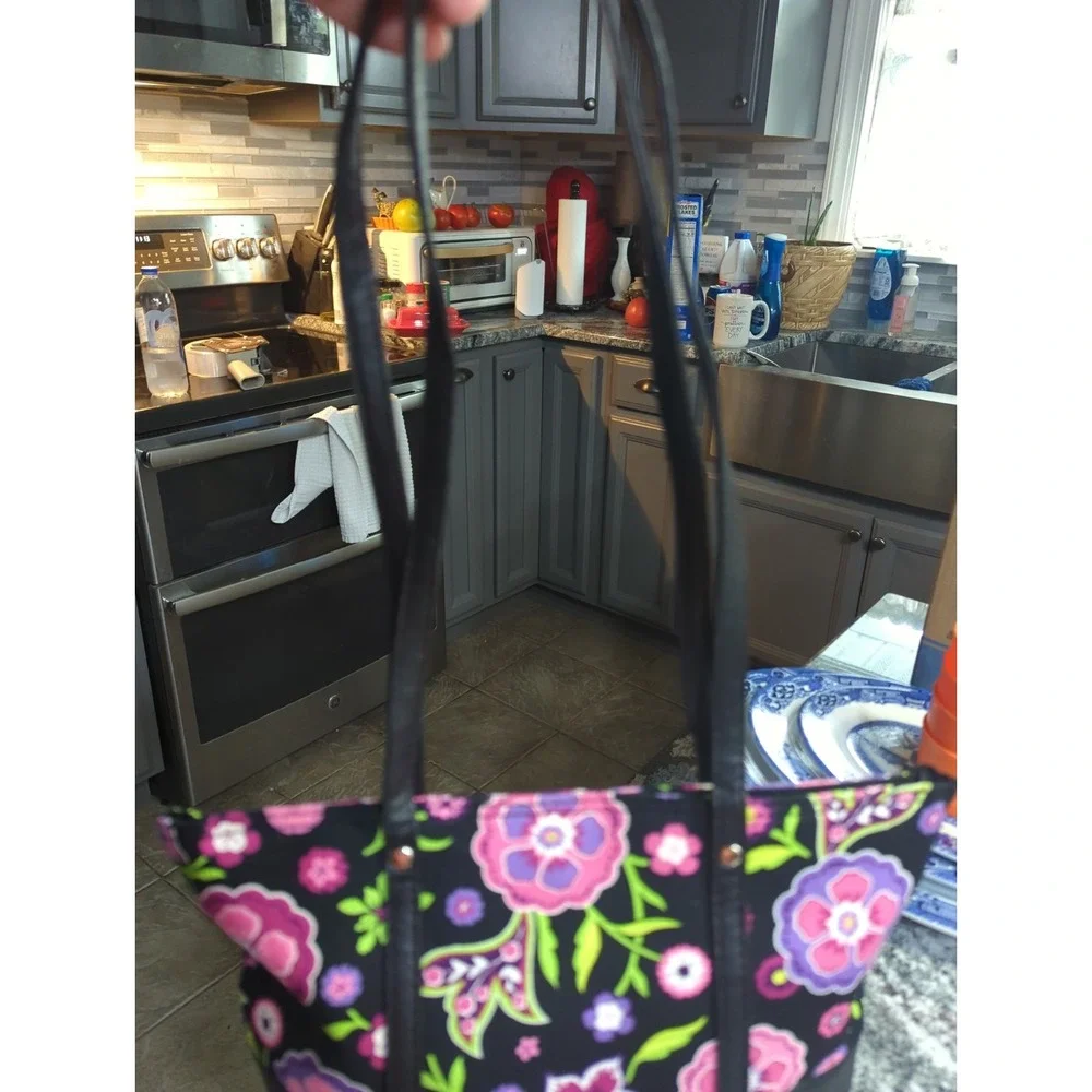 Longaberger Homestead Charmed Purse Floral Purple Pink Faux Leather NEW